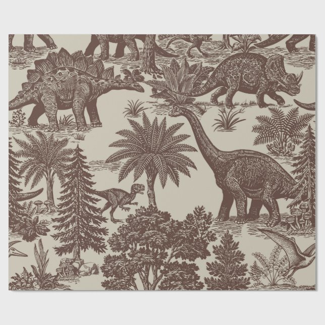 Antikes Dinosaurier-Toile-Muster Geschenkpapier (Flach)