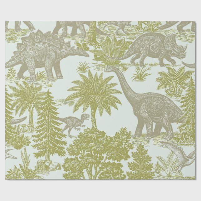 Antikes Dinosaurier-Toile-Muster Geschenkpapier (Flach)