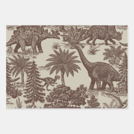 Antikes Dinosaurier-Toile-Muster Geschenkpapier Set