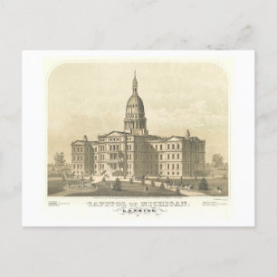 Antikes Druckbild des State Capitol in Lansing, Mi Postkarte