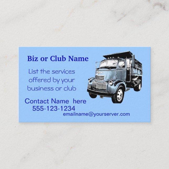 Antikes Dumptruck Geschäft Card2-customize Visitenkarte (Vorderseite)
