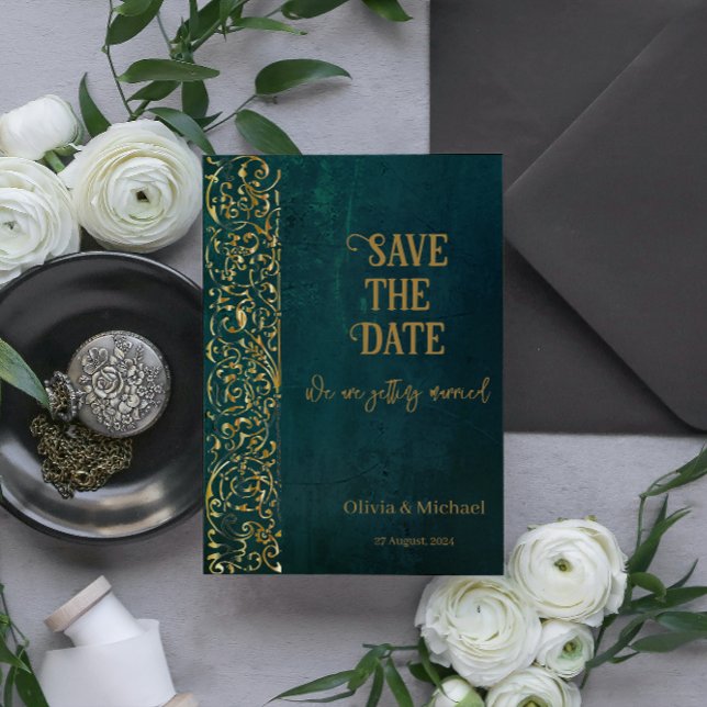 Antikes Dunkelgrün Save The Date (Von Creator hochgeladen)