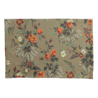 Antikes dunkles florales botanisches Muster orange Kissenbezug