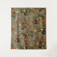 Antikes dunkles florales botanisches Muster orange