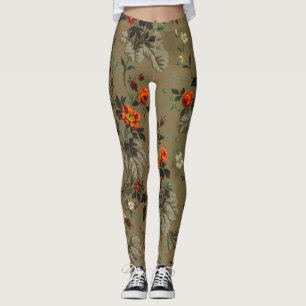 Antikes dunkles florales Orangen-Rosen-Botanik-Mus Leggings