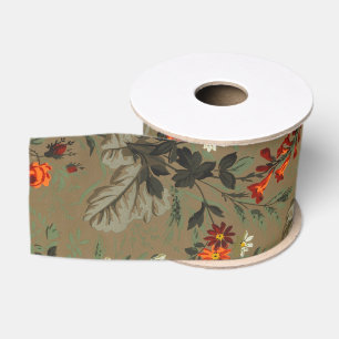 Antikes dunkles florales Orangen-Rosen-Botanik-Mus Ripsband