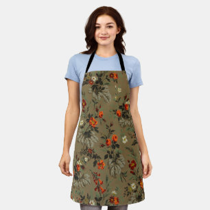 Antikes dunkles florales Orangen-Rosen-Botanik-Mus Schürze