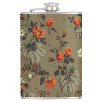 Antikes dunkles florales Orangenrosen-Botanikmuste Flachmann