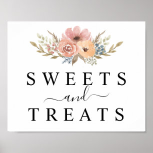 Antikes Dusty Rose Pfirsich Blumen Dessert-Tisch-S Poster