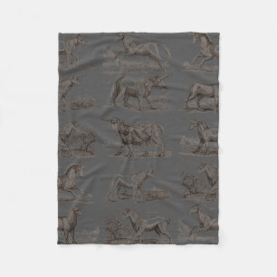 Antikes Einhorn-Gravur Vintage-Zoologie-Exemplar Fleecedecke