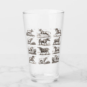 Antikes Einhorn-Gravur Vintage-Zoologie-Exemplar Glas