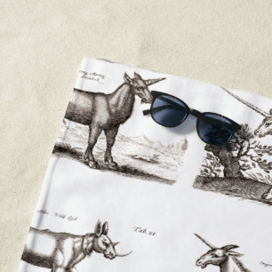 Antikes Einhorn-Gravur Vintage-Zoologie-Exemplar Strandtuch