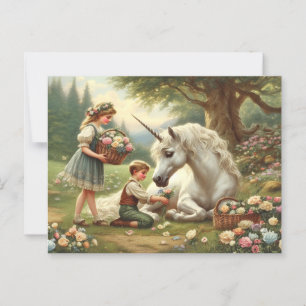 Antikes Einhorn viktorianische Postkarte