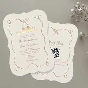 Antikes Elfenbein Erbstück Goldene Hochzeit Einladung