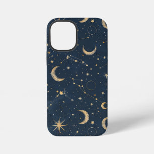 Antikes Elfenbein-Himmelsmond-Sternenkarte Navy iPhone 12 Mini Hülle