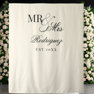 Antikes Elfenbein Mr & Mrs Old Money Hochzeitskuli Wandteppich