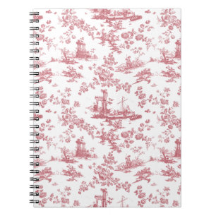 Antikes englisches Blumen-Toile de Jouy-Rosa Notizblock