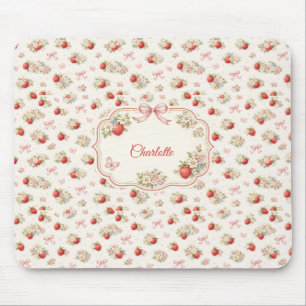 Antikes Erdbeer-Blumenmuster nahtloser Landhaussti Mousepad