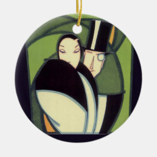 Antikes Etikett für Gemüse von Topper, Art Deco Ro Keramikornament