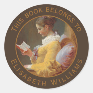 Antikes Exlibris Der Leser Gemälde Fragonard Runder Aufkleber