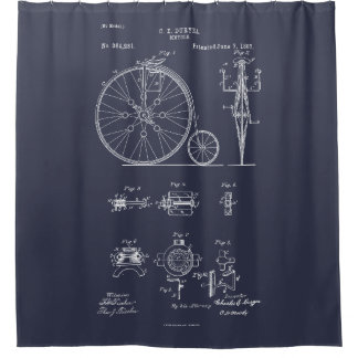 Antikes Fahrrad 1887 Penny Farthing Zeichnend Pate Duschvorhang