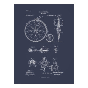 Antikes Fahrrad 1887 Penny Farthing Zeichnend Pate Fotodruck