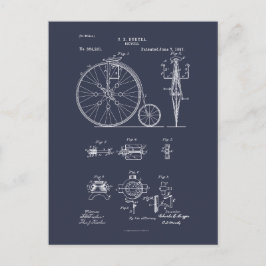 Antikes Fahrrad 1887 Penny Farthing Zeichnend Pate Postkarte