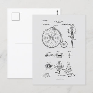 Antikes Fahrrad 1887 Penny Farthing Zeichnend Pate Postkarte