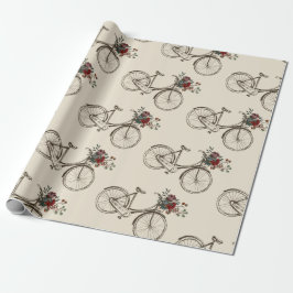 Antikes Fahrrad mit Korb von Blume Geschenkpapier