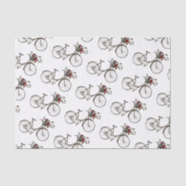 Antikes Fahrrad mit Korb von Blume Seidenpapier