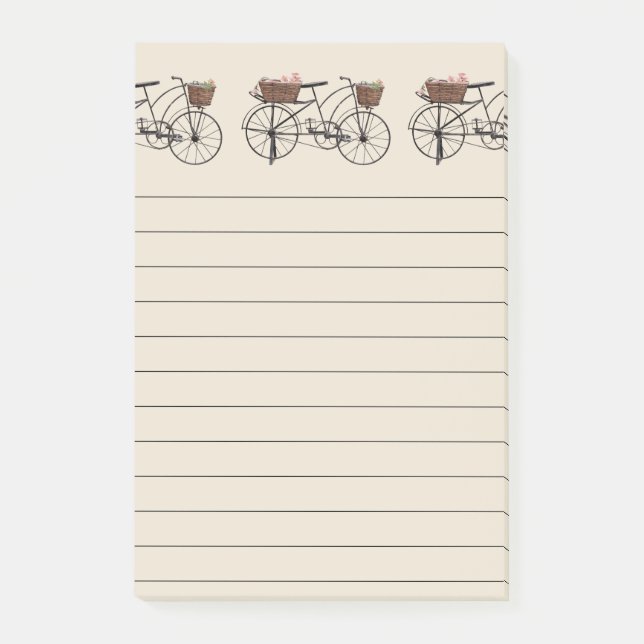 Antikes Fahrrad mit Körben Post-it Klebezettel (Vorderseite)