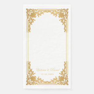 Antikes falsches Gold Hochzeit Elegante Schrift Serviette