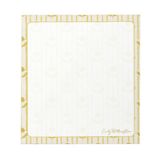 Antikes Floral auf Streifen in Senfgelb Notizblock