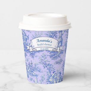 Antikes floral blau lila Toile de Jouy Pappbecher