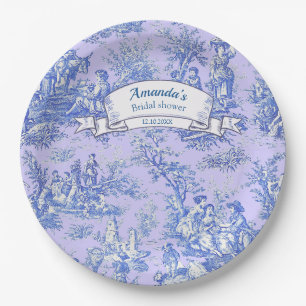 Antikes floral blau lila Toile de Jouy Pappteller