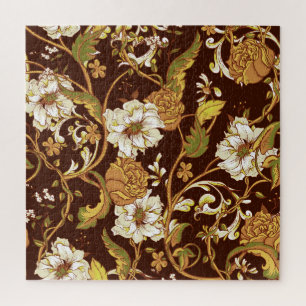 Antikes florales Barock: Magnolien, Rosen Muster.