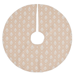 Antikes florales braunes weißes Damast-Rhomboid-Mu Polyester Weihnachtsbaumdecke