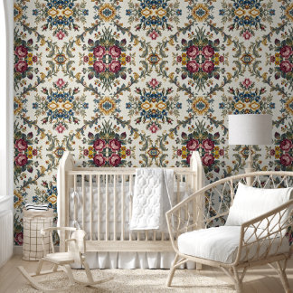 Antikes florales Damast-Botanik-Muster   Tapete