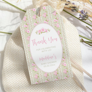 Antikes Florales Hellgrün Geschenkanhänger