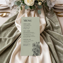 Antikes Florales Hochzeitsmenü in Salbeigrün Roman