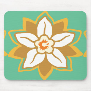 Antikes florales Muster mit grünen und gelben Jonq Mousepad