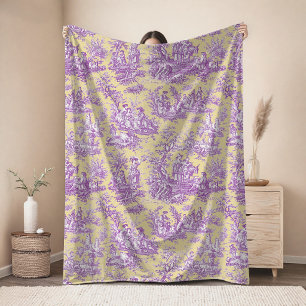 Antikes florales retro lila gelbes Toile de Jouy Fleecedecke