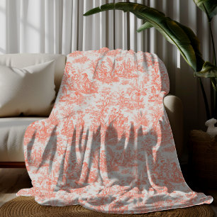 Antikes florales retro orange Toile de Jouy Fleecedecke