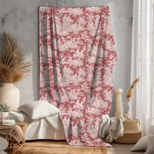 Antikes florales retro rotes rosa Toile de Jouy Fleecedecke