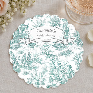 Antikes florales türkises Toile de Jouy Untersetzer