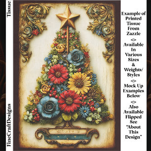 Antikes Florales Weihnachtsbaum Panel EL2R Decoupa Seidenpapier