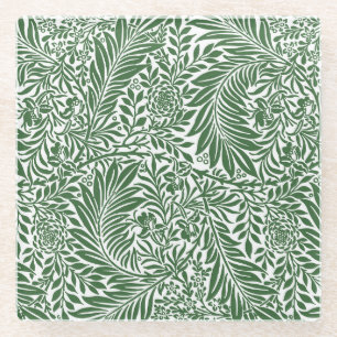 Antikes Florales William Morris Weidenzweig Grün Glasuntersetzer