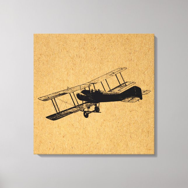 Antikes Flugzeug - Vintages Flugzeug Luftfahrt Kun Leinwanddruck (Vorderseite)