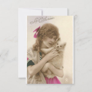 Antikes Foto Viktorianische Frau und Hund