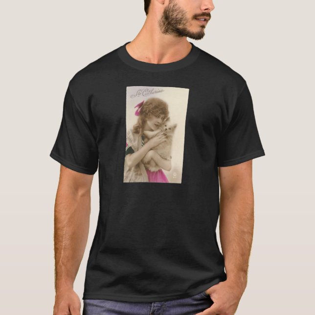 Antikes Foto Viktorianische Frau und Hund T-Shirt (Vorderseite)